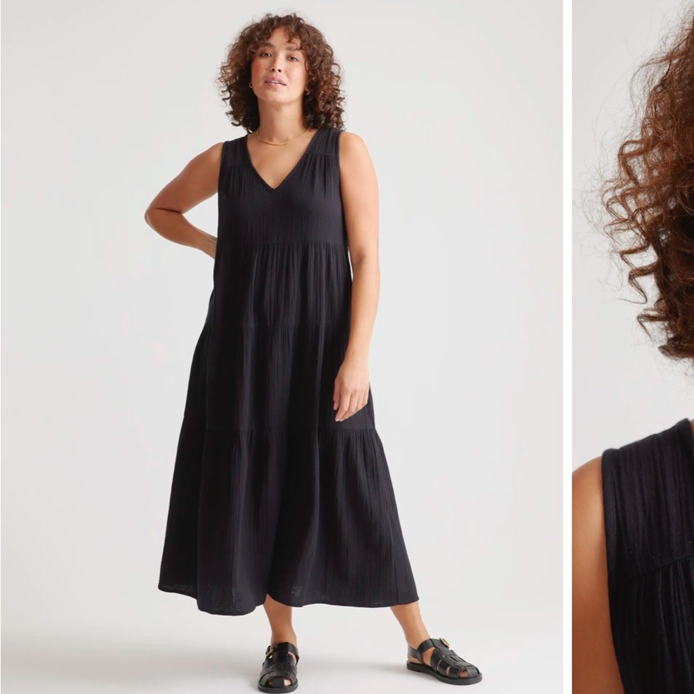 Quince Black Sleeveless Maxi Dress